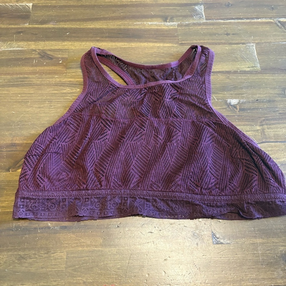 Aerie Sheer Lace Bralette Purple Bra Liner XL Wine